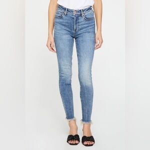 Dear John “Olivia” Mid Rise Skinny Jeans With Raw Hem Size 26